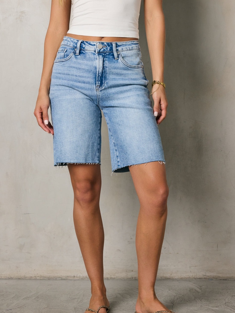 Light Wash Denim Jean Shorts - Women
